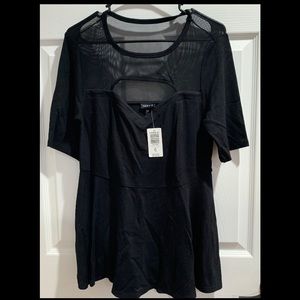 Torrid size 00 nwt black mesh peplum top